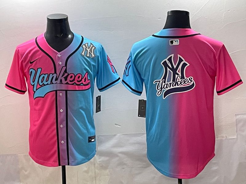 Men 2025 New York Yankees Blank Blue pink Game Nike MLB Jersey style 0021